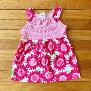 Hanna Andersson Pink Sunflower Floral Print Cotton Sundress 70 12-18